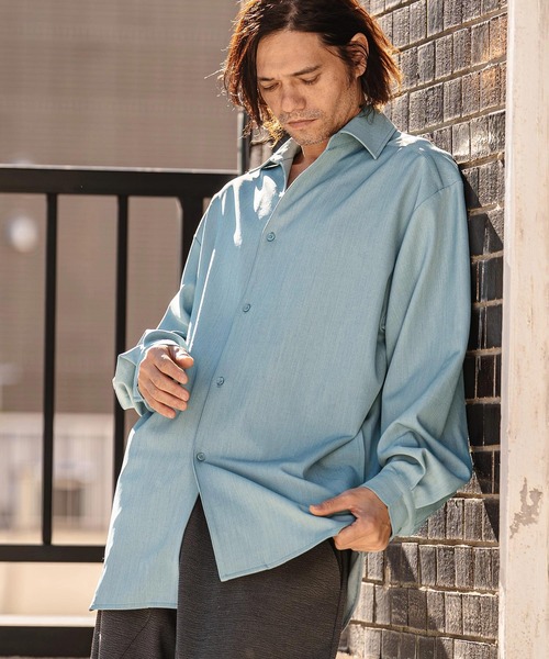 CAMBIO（カンビオ）の「ms6380-Long Length Shirts ロングシャツ(S64426cmb)（シャツ/ブラウス・メンズ・ホワイト/ブラック/サックスブルー/ミント/ライトベージュ・S/M/L）」の16枚目の写真