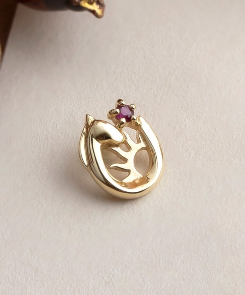 Solo Pierce】K18・K10 太陽&ホースシュー ハーフピアス（ピアス（片耳