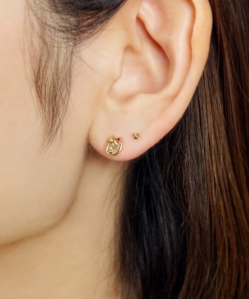 Solo Pierce】K18・K10 太陽&ホースシュー ハーフピアス（ピアス（片耳