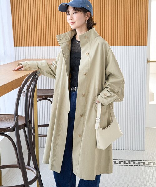 限定展開 スタンドカラー ロングコート（ステンカラーコート
