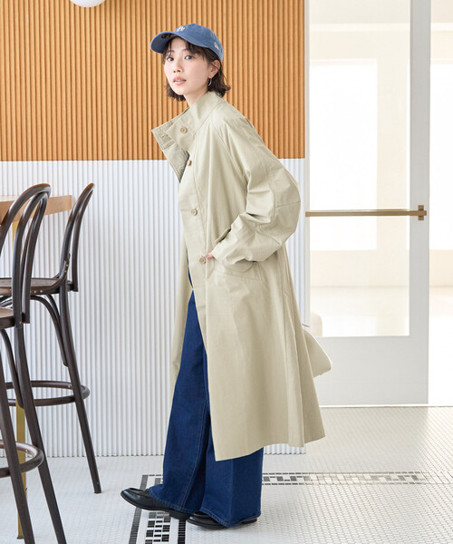 限定展開 スタンドカラー ロングコート（ステンカラーコート