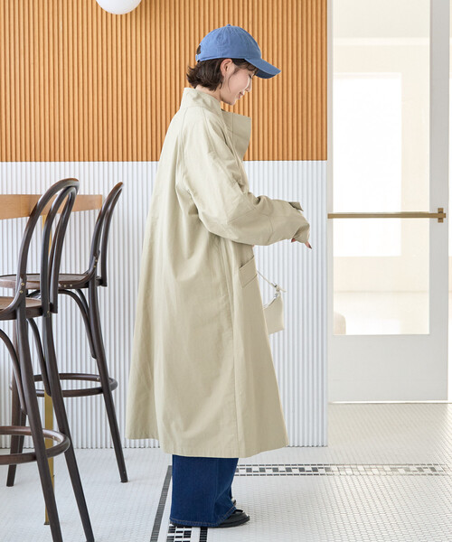 限定展開 スタンドカラー ロングコート（ステンカラーコート