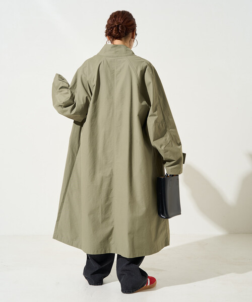 FREAK'S STORE（フリークスストア）の「限定展開　スタンドカラー ロングコート（ステンカラーコート・レディース・ベージュ/ブラック/オリーブ・ﾌﾘ-）」の11枚目の写真