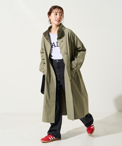 FREAK'S STORE（フリークスストア）の「限定展開　スタンドカラー ロングコート（ステンカラーコート・レディース・ベージュ/ブラック/オリーブ・ﾌﾘ-）」の12枚目の写真