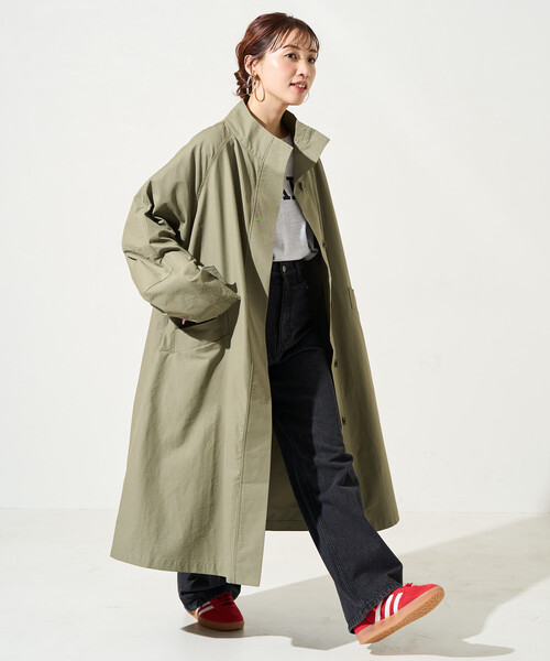 FREAK'S STORE（フリークスストア）の「限定展開　スタンドカラー ロングコート（ステンカラーコート・レディース・ベージュ/ブラック/オリーブ・ﾌﾘ-）」の14枚目の写真