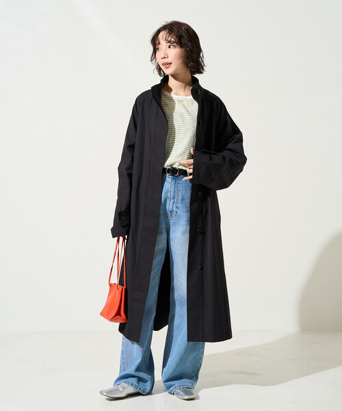 FREAK'S STORE（フリークスストア）の「限定展開　スタンドカラー ロングコート（ステンカラーコート・レディース・ベージュ/ブラック/オリーブ・ﾌﾘ-）」の16枚目の写真