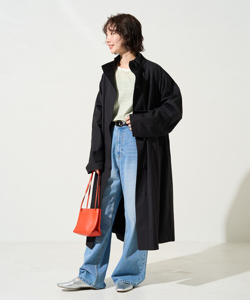 FREAK'S STORE（フリークスストア）の「限定展開　スタンドカラー ロングコート（ステンカラーコート・レディース・ベージュ/ブラック/オリーブ・ﾌﾘ-）」の17枚目の写真