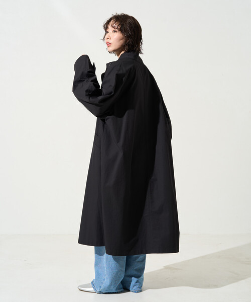 FREAK'S STORE（フリークスストア）の「限定展開　スタンドカラー ロングコート（ステンカラーコート・レディース・ベージュ/ブラック/オリーブ・ﾌﾘ-）」の18枚目の写真