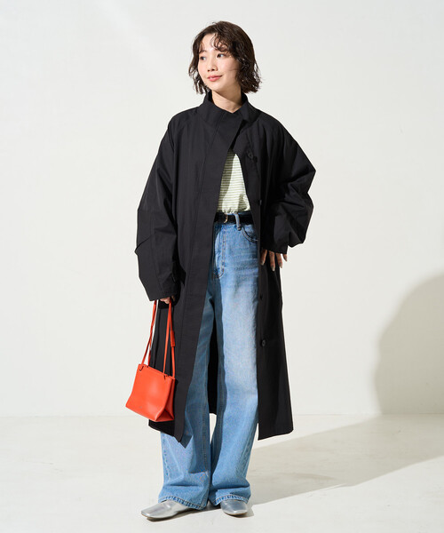 FREAK'S STORE（フリークスストア）の「限定展開　スタンドカラー ロングコート（ステンカラーコート・レディース・ベージュ/ブラック/オリーブ・ﾌﾘ-）」の21枚目の写真