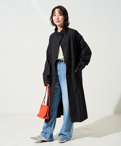 FREAK'S STORE（フリークスストア）の「限定展開　スタンドカラー ロングコート（ステンカラーコート・レディース・ベージュ/ブラック/オリーブ・ﾌﾘ-）」の22枚目の写真