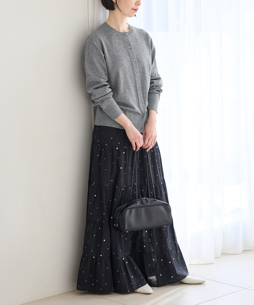 IENA（イエナ）の「《新色あり/追加2》LEVITAロングスリーブカーディガン（カーディガン/ボレロ・レディース・シルバー/アイボリー/ブラウン・FREE）」の6枚目の写真