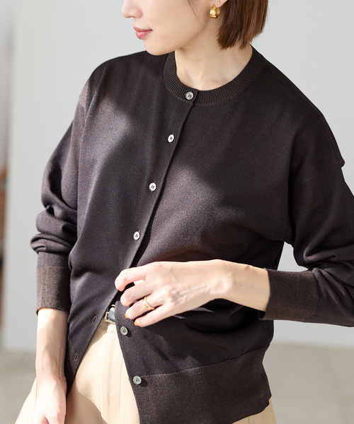 IENA（イエナ）の「《新色あり/追加2》LEVITAロングスリーブカーディガン（カーディガン/ボレロ・レディース・シルバー/アイボリー/ブラウン・FREE）」の14枚目の写真