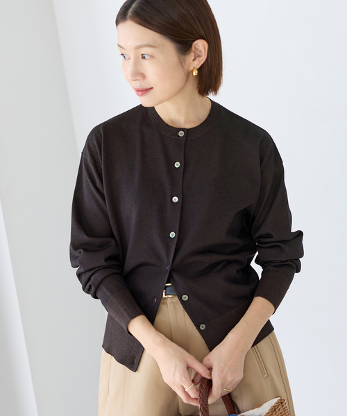 IENA（イエナ）の「《新色あり/追加2》LEVITAロングスリーブカーディガン（カーディガン/ボレロ・レディース・シルバー/アイボリー/ブラウン・FREE）」の15枚目の写真