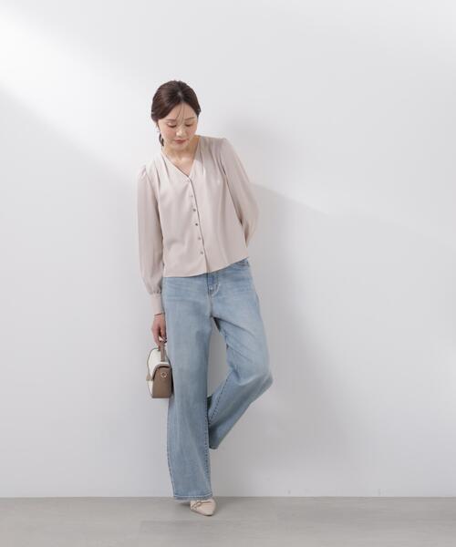 PROPORTION BODY DRESSING(プロポーションボディドレッシング)の「<ウォッシャブル>キラ釦タックブラウス / 1216110206(シャツ/ブラウス・レディース・ベージュ/ネイビー/ホワイト・SMALL/MEDIUM)」の7枚目の写真