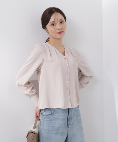 PROPORTION BODY DRESSING(プロポーションボディドレッシング)の「<ウォッシャブル>キラ釦タックブラウス / 1216110206(シャツ/ブラウス・レディース・ベージュ/ネイビー/ホワイト・SMALL/MEDIUM)」の9枚目の写真