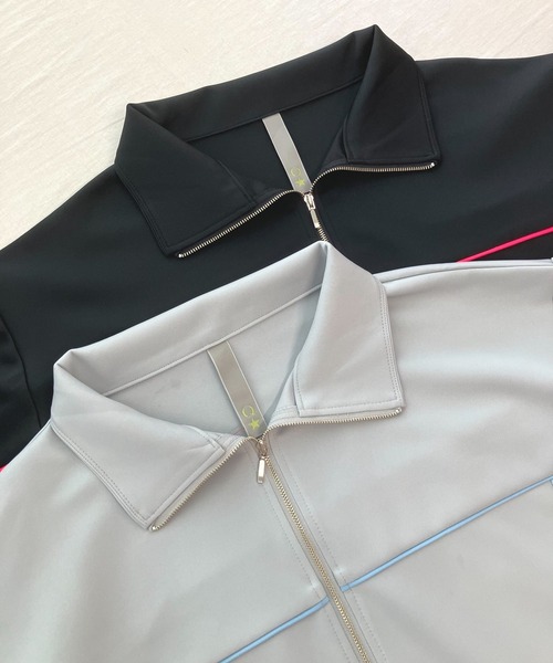 Q（キュー）の「ライントラックジャケット（その他アウター・レディース・ブラック/ライトグレー・MEDIUM）」の5枚目の写真