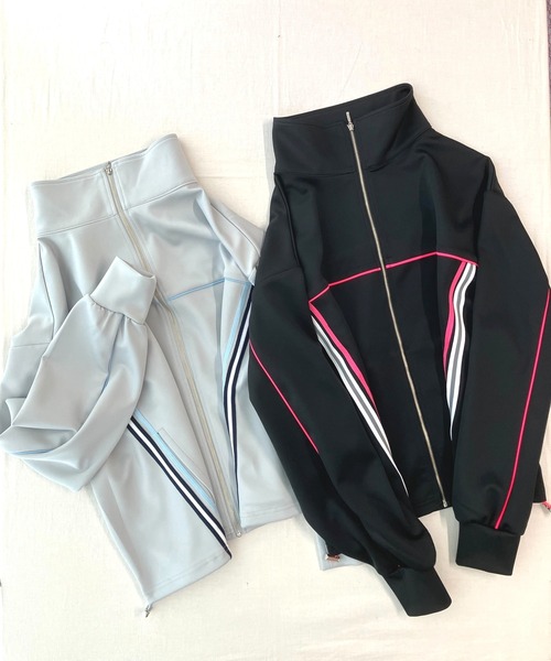 Q（キュー）の「ライントラックジャケット（その他アウター・レディース・ブラック/ライトグレー・MEDIUM）」の15枚目の写真