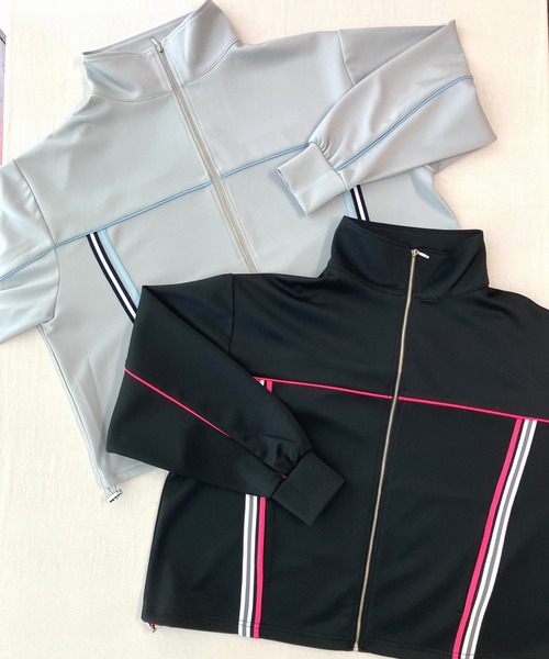 Q（キュー）の「ライントラックジャケット（その他アウター・レディース・ブラック/ライトグレー・MEDIUM）」の14枚目の写真