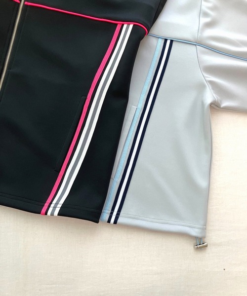 Q（キュー）の「ライントラックジャケット（その他アウター・レディース・ブラック/ライトグレー・MEDIUM）」の7枚目の写真