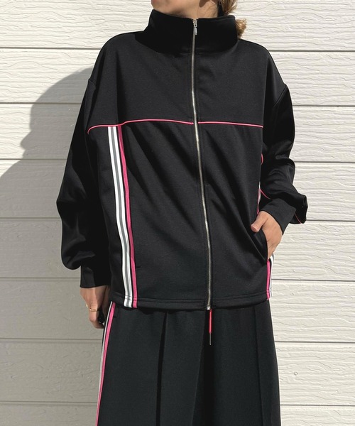 Q（キュー）の「ライントラックジャケット（その他アウター・レディース・ブラック/ライトグレー・MEDIUM）」の17枚目の写真