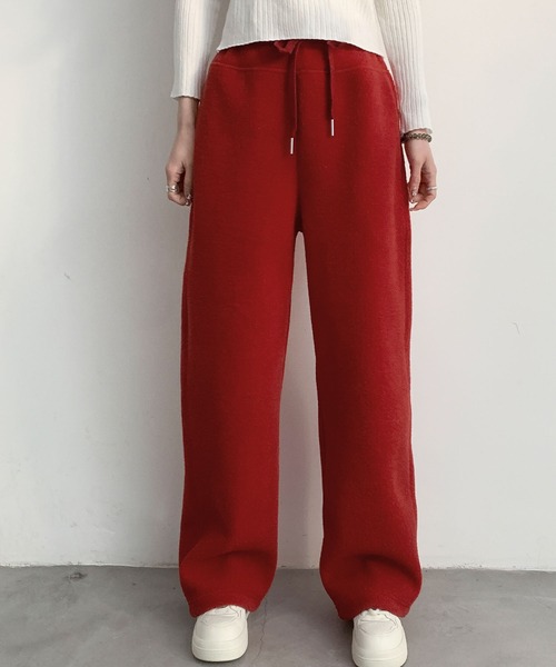 LOWO(ロワ)の「バックハートポケット もこもこボアスウェットパンツ レディース リラックス(スウェットパンツ・レディース・レッド/ピンク/ミント/グレー/イエロー・FREE)」の7枚目の写真