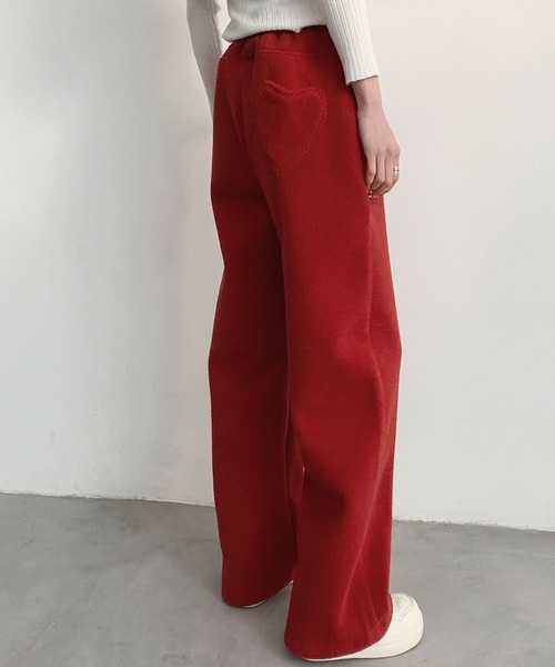 LOWO(ロワ)の「バックハートポケット もこもこボアスウェットパンツ レディース リラックス(スウェットパンツ・レディース・レッド/ピンク/ミント/グレー/イエロー・FREE)」の8枚目の写真