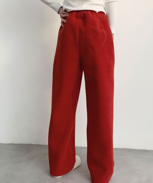 LOWO(ロワ)の「バックハートポケット もこもこボアスウェットパンツ レディース リラックス(スウェットパンツ・レディース・レッド/ピンク/ミント/グレー/イエロー・FREE)」の11枚目の写真
