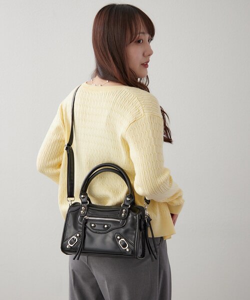 continuer de NICE CLAUP(コンティニューデナイスクラップ)の「スタッズデザインミニ2WAYバッグ(ショルダーバッグ・レディース・アイボリー/ブラック/ブラウン・FREE)」の16枚目の写真