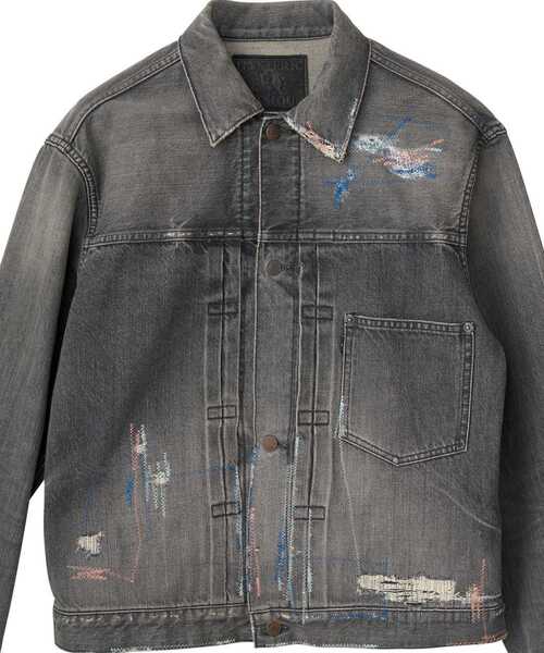 HYSTERIC GLAMOUR(ヒステリックグラマー)の「MSR加工 1ST TYPE WW2デニムジャケット(デニムジャケット・メンズ・ブラック・SMALL/MEDIUM/LARGE/X-LARGE)」の3枚目の写真