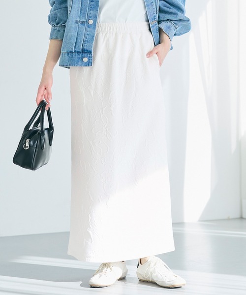 coca（coca）（コカ）の「膨れジャカードスウェットスカート（スカート・レディース・ネイビー/アイボリー・L/M/S）」の2枚目の写真
