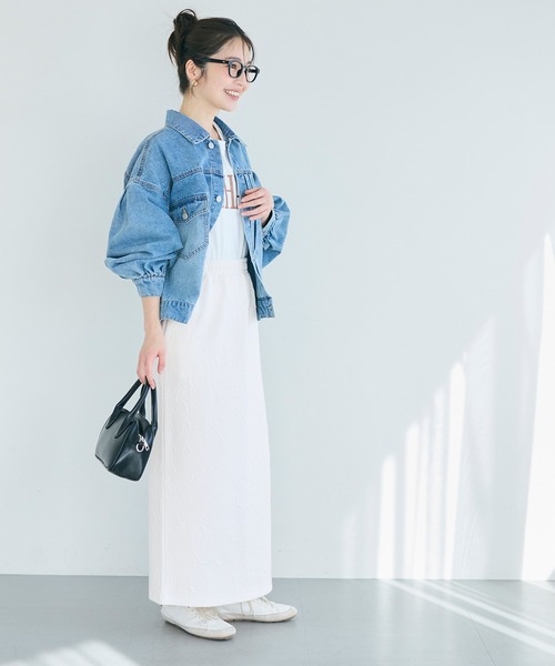 coca（coca）（コカ）の「膨れジャカードスウェットスカート（スカート・レディース・ネイビー/アイボリー・L/M/S）」の6枚目の写真