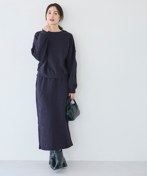 coca（coca）（コカ）の「膨れジャカードスウェットスカート（スカート・レディース・ネイビー/アイボリー・L/M/S）」の10枚目の写真