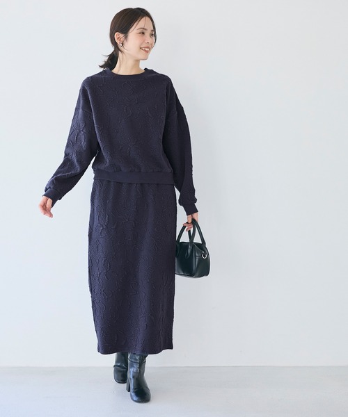 coca（coca）（コカ）の「膨れジャカードスウェットスカート（スカート・レディース・ネイビー/アイボリー・L/M/S）」の14枚目の写真