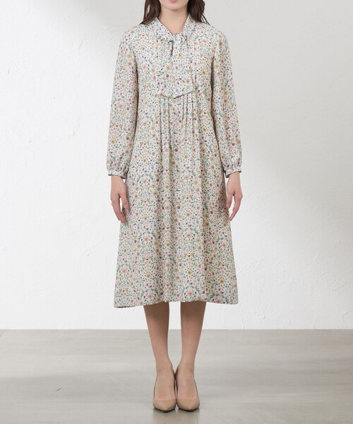 amaca（アマカ）の「【LIBERTY】ARCHWAY ボウタイワンピース（ワンピース・レディース・ダークネイビー/オフホワイト・40/38）」の5枚目の写真