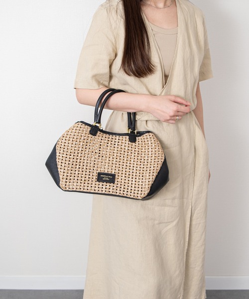 CHRISTIAN VILLA(クリスチャンヴィラ)の「【CHRISTIAN VILLA】ラフィア ブラックレザーウーブンコンビトート(Q66316)(トートバッグ・レディース・ブラック系その他・ALL)」の7枚目の写真