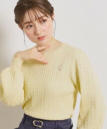 ニット/セーター（イエロー/黄色系・ワンポイント）ファッション通販