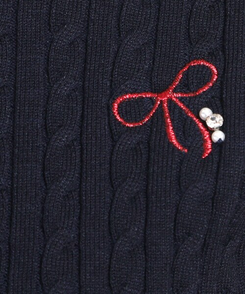 couture brooch(クチュールブローチ)の「【洗える】リボンエンブロ細ケーブルニット(ニット/セーター・レディース・ネイビー/イエロー/グレー・36/38/42)」の17枚目の写真