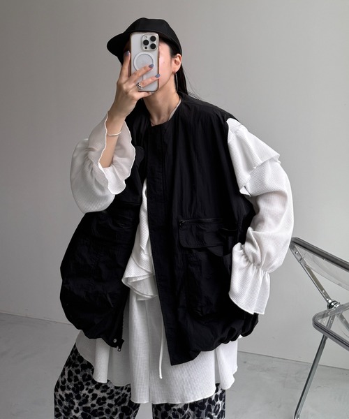 wee9s(ウィークス)の「9pockets buddy egg vest / 9ポケットバディエッグベスト(ベスト・レディース・ブラック/ホワイト・FREE)」の4枚目の写真
