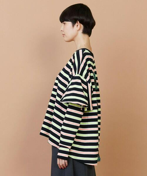 FRAPBOIS(フラボア)の「サーフェスボーダー カットソー(Tシャツ/カットソー・レディース・ブラック/グレイッシュベージュ・1)」の3枚目の写真