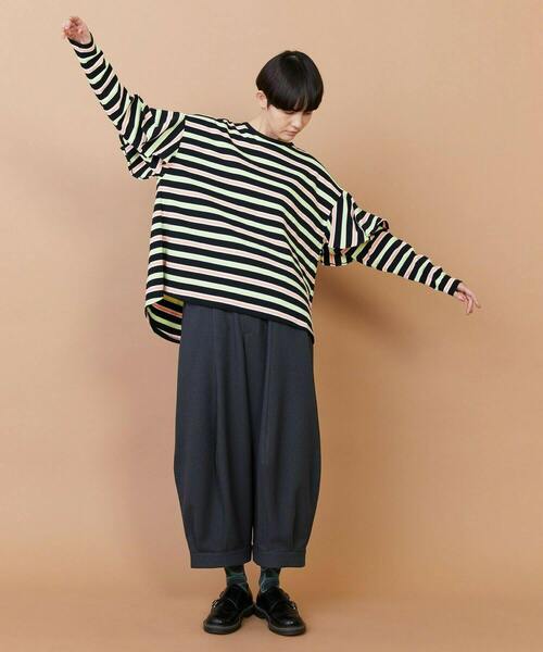 FRAPBOIS(フラボア)の「サーフェスボーダー カットソー(Tシャツ/カットソー・レディース・ブラック/グレイッシュベージュ・1)」の9枚目の写真