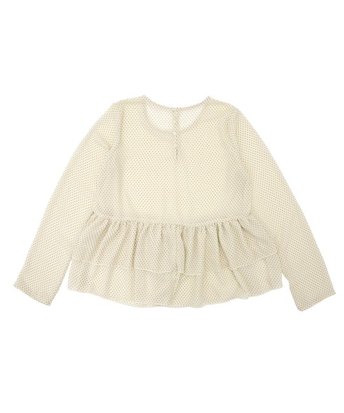 HEILIS(ヘイリス)の「ペプラムシアードットプルオーバー / シアートップス ドット 水玉 ブラウス カットソー トップス ペプラム フリル 韓国 春服 秋服 夏服 オフィスカジュアル 通勤 きれいめ ガーリー フレンチシック(シャツ/ブラウス・レディース・ブラック/アイボリー・FREE)」の14枚目の写真