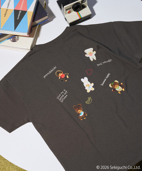 FREAK'S STORE(フリークスストア)の「限定展開 モンチッチ 刺繍×プリント 散らばし Tシャツ(Tシャツ/カットソー・レディース・ブラック/オフホワイト/イエロー・フリ-)」の2枚目の写真