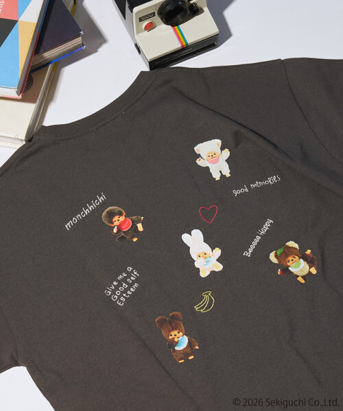 FREAK'S STORE(フリークスストア)の「限定展開 モンチッチ 刺繍×プリント 散らばし Tシャツ(Tシャツ/カットソー・レディース・ブラック/オフホワイト/イエロー・フリ-)」の4枚目の写真