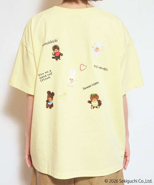 FREAK'S STORE(フリークスストア)の「限定展開 モンチッチ 刺繍×プリント 散らばし Tシャツ(Tシャツ/カットソー・レディース・ブラック/オフホワイト/イエロー・フリ-)」の12枚目の写真