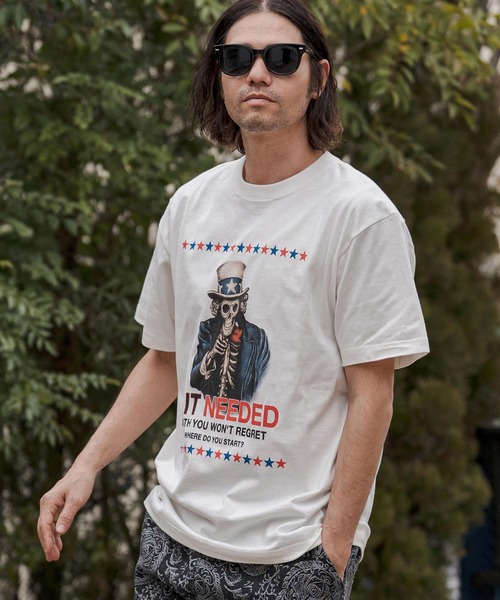 CAMBIO(カンビオ)の「mt10264- プリントT(IS IT NEEDED) Tシャツ(CASD-170)(Tシャツ/カットソー・メンズ・ライトイエロー/ホワイト系その他/スミクロ・XL/L/M/S)」の16枚目の写真
