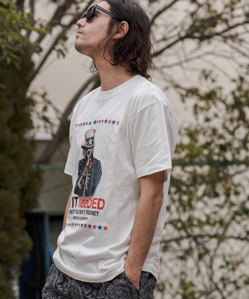 CAMBIO(カンビオ)の「mt10264- プリントT(IS IT NEEDED) Tシャツ(CASD-170)(Tシャツ/カットソー・メンズ・ライトイエロー/ホワイト系その他/スミクロ・XL/L/M/S)」の17枚目の写真