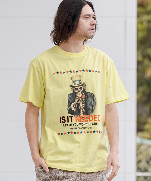 CAMBIO(カンビオ)の「mt10264- プリントT(IS IT NEEDED) Tシャツ(CASD-170)(Tシャツ/カットソー・メンズ・ライトイエロー/ホワイト系その他/スミクロ・XL/L/M/S)」の22枚目の写真