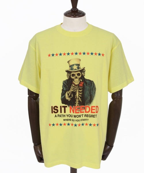 CAMBIO(カンビオ)の「mt10264- プリントT(IS IT NEEDED) Tシャツ(CASD-170)(Tシャツ/カットソー・メンズ・ライトイエロー/ホワイト系その他/スミクロ・XL/L/M/S)」の7枚目の写真