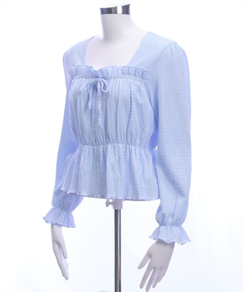 clear（クリア）の「楊柳フロントリボンブラウス[大人 フェミニン ガーリー]≪新作≫（シャツ/ブラウス・レディース・オフホワイト/ブラック/サックスブルー・F）」の13枚目の写真