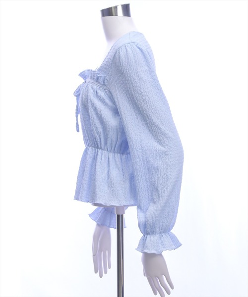 clear（クリア）の「楊柳フロントリボンブラウス[大人 フェミニン ガーリー]≪新作≫（シャツ/ブラウス・レディース・オフホワイト/ブラック/サックスブルー・F）」の14枚目の写真